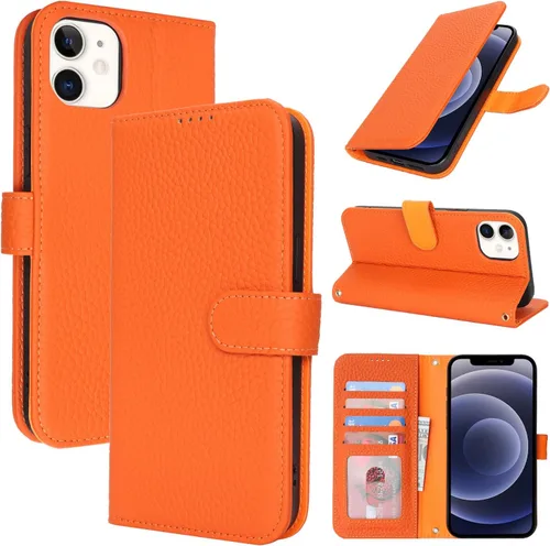 Miniatura 179 de Zouzt Funda para iPhone 11 de 6.1 pulgadas de piel auténtica con 4 ranuras para tarjetas, tarjetero con bloqueo RFID, tapa magnética, función atril