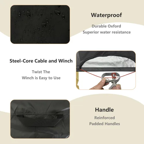 Miniatura 3 de Cubierta impermeable para cajas de arena octágonas, mejorada con cuerda de alambre y cabrestante fijo para aumentar la estabilidad, para caja