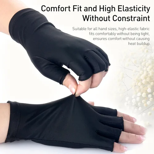 Miniatura 4 de Guantes UV para manicura de gel, UPF50+, guantes de luz UV sin dedos, para uñas de gel, guantes de manicura, guantes de protección UV para mujeres