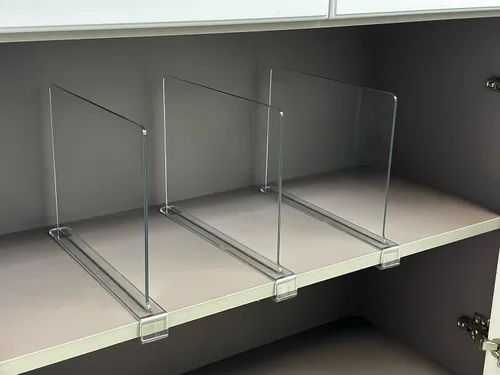Miniatura 7 de LikeU Divisores de Estantes Acrílicos para Armarios, 4 PCS Divisores de Estantes de Madera, Separadores de Estantes Transparentes, Perfectos