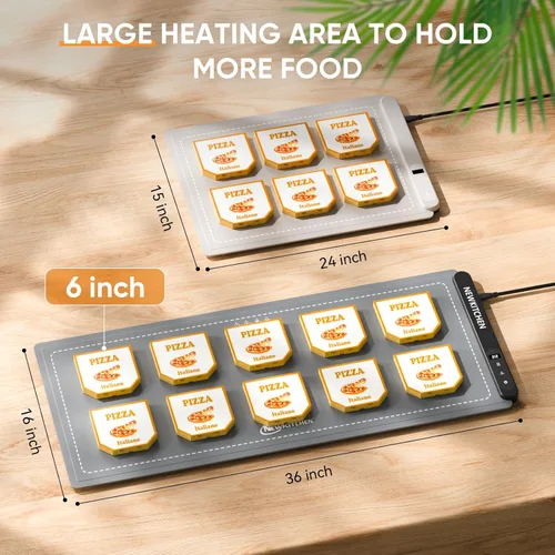 Miniatura 2 de NEWKITCHEN Tapete de calentamiento para alimentos, (XXL, 36 x 16 pulgadas), tapete de calentamiento de alimentos para encimera, de grafeno