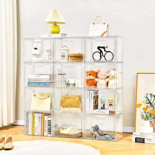 Miniatura 15 de Organizador de bolso para armario, vitrina de acrílico transparente para organizador de bolso, caja de almacenamiento de monedero con puerta