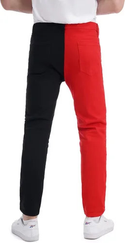 Miniatura 4 de LONGBIDA Pantalones de mezclilla ajustados para hombre con diseño de retazos elásticos de moda