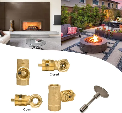 Miniatura 5 de Skyflame Kit de válvula de llave de gas recta de 1/2 pulgada para chimenea con brida con llave de 3 pulgadas y llave de 8 pulgadas