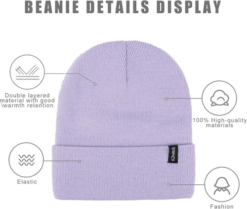 Miniatura 32 de Gorros de lana para mujeres y hombres, unisex, de punto suave, con puños, diseño de calavera, elástico, color sólido, sombreros de invierno