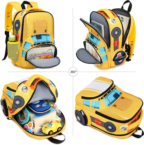 Miniatura 8 de LEDAOU Mochila escolar para niños y niñas con correa para el pecho, Autobús Amarillo, Mochilas Daypack