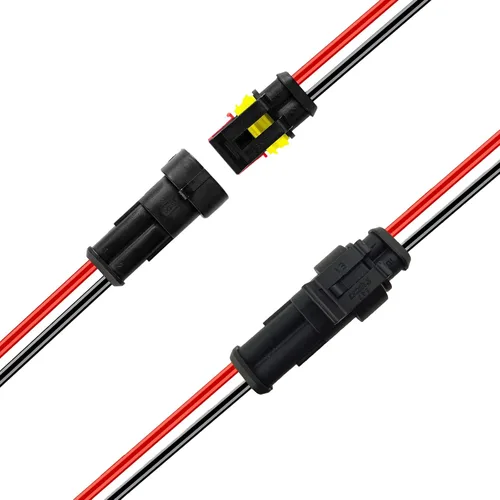 Miniatura 4 de Conectores eléctricos impermeables de 2 pines de 16 AWG, macho y hembra, de 16 AWG, kit de enchufe de arnés de cable adecuado para automóvil