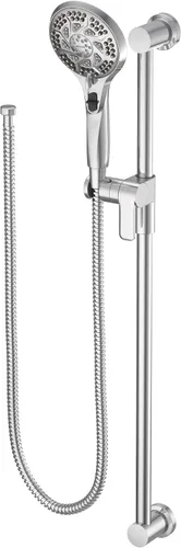 Moen 3671EP Ducha de mano masajeadora de 5 funciones con pausa de palanca, incluye barra deslizante de 30 pulgadas y manguera de 69 pulgadas, cromo