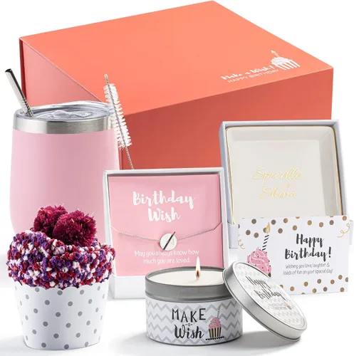 Miniatura 9 de Regalos de feliz cumpleaños para mujer, juego de cesta de regalo para mujer, caja de cumpleaños, paquete único de atención de la amistad, regalos