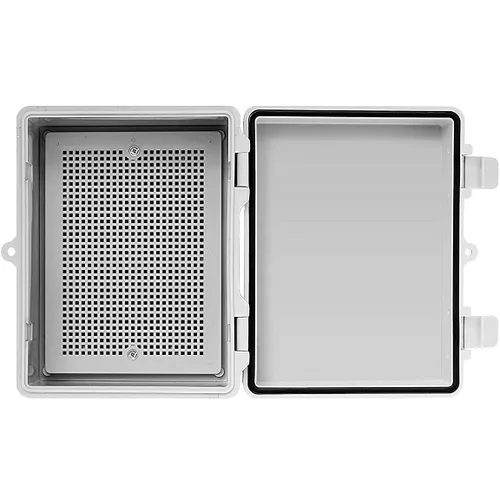 Miniatura 3 de Co. ABS 6.6" x 8.7" x 4.3" impermeable IP67 caja electrónica con bisagras con placa de montaje, soporte, cubierta de plástico y clips