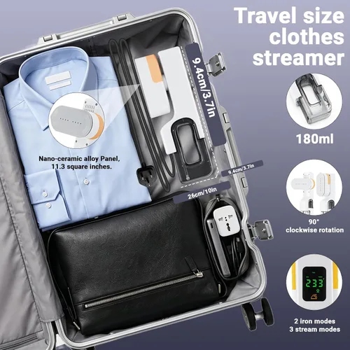 Miniatura 3 de Vaporizador de viaje para ropa de 110 V-240 V, vaporizador y plancha portátil de mano para ropa, removedor de arrugas, vaporizador de tela con 3