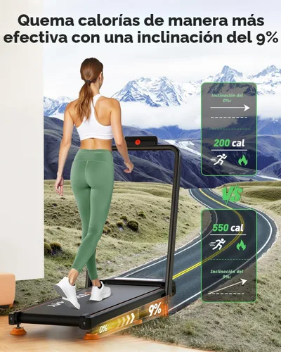 Miniatura 2 de Walking Pad Treadmill with 15% Incline & Dual LED Display, 4 in 1 Walking Pad with Handle Bar, 3.5HP Foldable Under Desk Treadmill, Portable