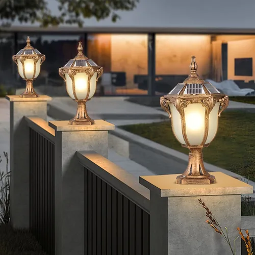 Miniatura 4 de SLAWA 2 paquetes de lámparas de pilar solar de 18.1 pulgadas, luces de tapa de poste exterior, lámparas de iluminación de poste de energía solar