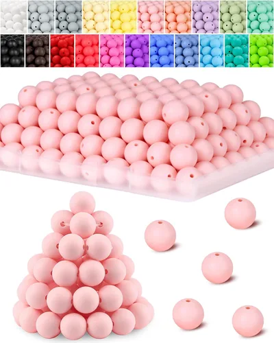 Miniatura 16 de 120 cuentas de silicona de FIVEIZERO para hacer llaveros, cuentas focales redondas de goma de silicona turquesa de 0.59 pulgadas a granel