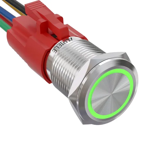 Miniatura 19 de APIELE - Interruptor de botón de encendido de pestillo de 16mm, 12 V CC, carcasa negra con cabeza de ojo de ángel LED para orificio de montaje