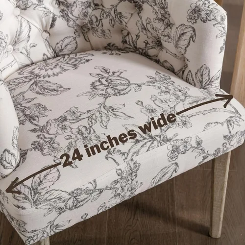 Miniatura 6 de DUOMAY Juego de 2 sillas de comedor modernas copetudas, silla auxiliar tapizada de lino, cómoda silla de barril con patas de madera para el hogar