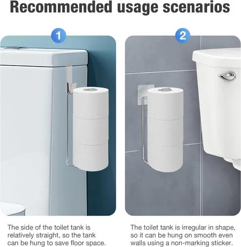 Miniatura 30 de Conworld Soporte de pared para almacenamiento de papel higiénico, dispensador portarrollos de papel higiénico sobre el tanque de reserva