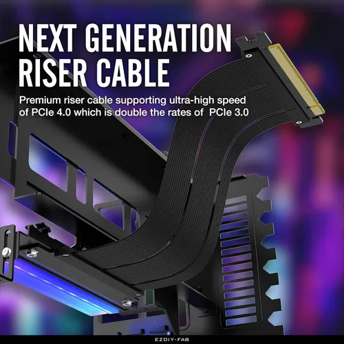 Miniatura 4 de EZDIY-FAB Soporte de montaje vertical PCIe 4.0 GPU Soporte de tarjeta gráfica con módulo LED ARGB de 5 V y 3 pines, kit de soporte para tarjeta