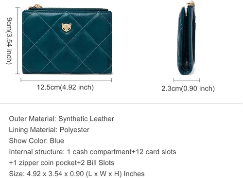 Miniatura 2 de FOXLOVER RFID pequeño cuero genuino titulares de tarjetas de crédito cartera para mujeres, señoras lindo cuero de vaca tarjeta caso, Azul A, Compacto