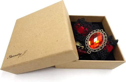 Miniatura 6 de ETERNITY J. - Gargantilla gótica retro hecha a mano de encaje, pulsera y colgante de cadena negro