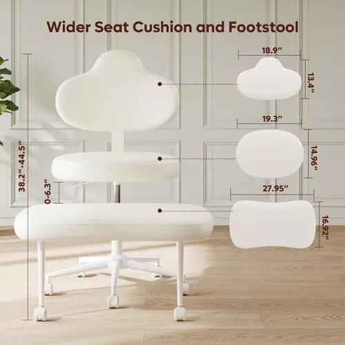 Miniatura 2 de Pinmoco Silla de Oficina con Piernas Cruzadas con Ruedas, Silla de Meditación, Silla TDAH para Adultos, Respaldo y Asiento Ajustables en Altura más