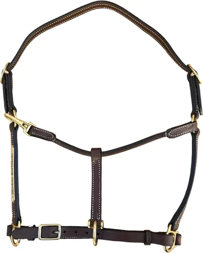 Miniatura 7 de Leaders - Cabestro de cuero de 3/4 pulgadas para caballos con placa de nombre grabada personalizada, cuero marrón con herrajes de latón macizo