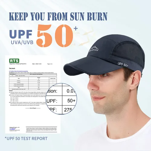 Miniatura 8 de ELLEWIN Gorra de béisbol unisex UPF 50 sin estructura, con pico grande y plegable