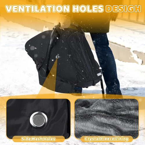 Miniatura 3 de Orzbow Funda de Asiento de Coche para Bebé Invierno - Funda Impermeable para Asiento de Coche para Asientos de Coche y Cochecitos Doona, Toldo Negro