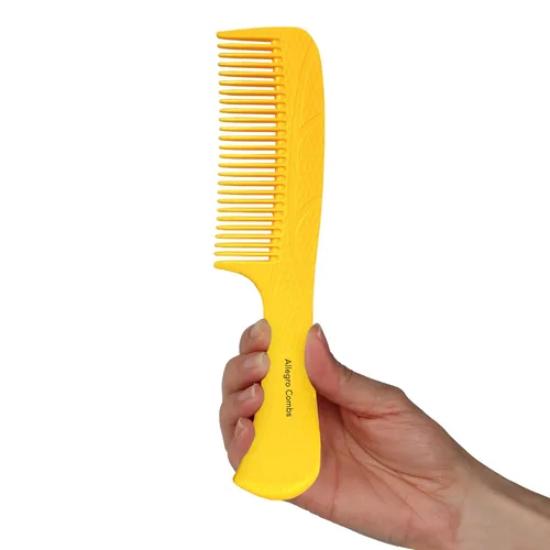 Miniatura 16 de Allegro Combs #1004 - Peine desenredante de dientes anchos irrompible, acabado brillante galvanizado degradado, peine de mango para cabello natural