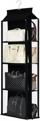 Miniatura 22 de Organizador de bolso colgante de 8 rejillas en 1 paquete con cremalleras dobles, organizador de bolso visible para armario, soporte