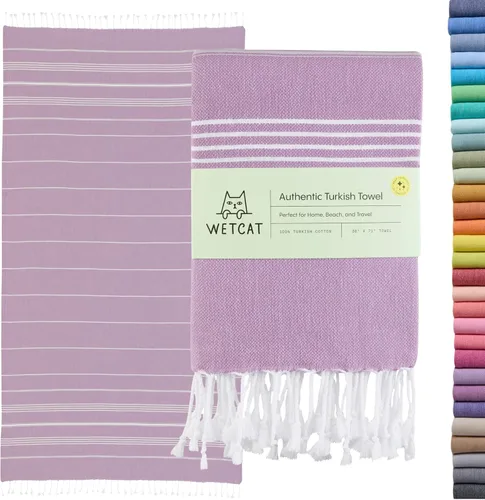 Miniatura 44 de WETCAT Toalla de playa original turca (39 x 71) – Peshtemal prelavado, 100% algodón, muy absorbente, de secado rápido y ultra suave, seguro