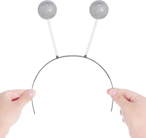 Miniatura 3 de jiebor 10 diademas de alienígena con antenas marcianas, accesorios para disfraz espacial, accesorios de cabeza de bola con purpurina para fiesta