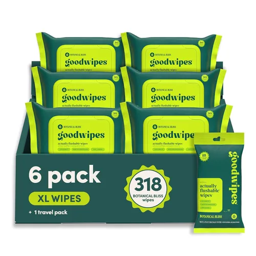 Goodwipes - Toallitas desechables para el trasero - Vitamina E y aloe - Seguras para alcantarillado y fosa séptica - Toallitas húmedas extra grandes