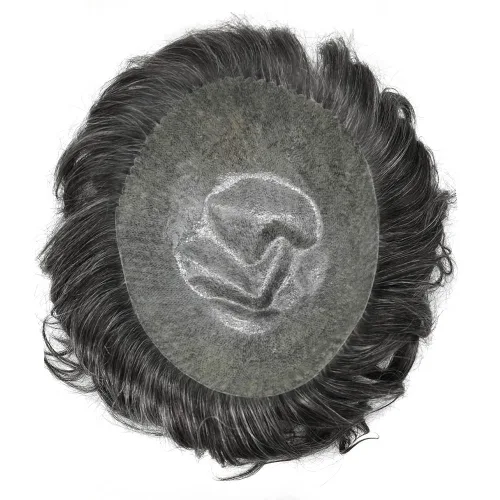 Miniatura 4 de Toupee para hombres pieza de pelo real cabello humano poli piel mens tupé sistema de reemplazo de pelo para hombres sistema de cabello 6x8 110%