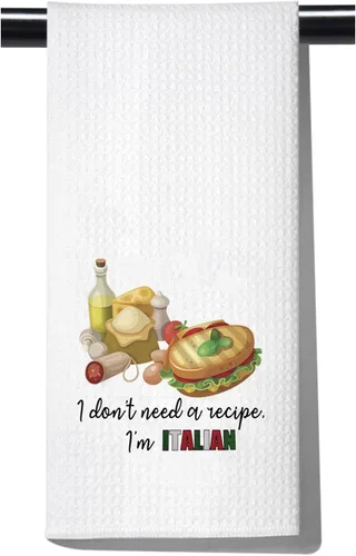 POFULL Italian Cooks Gift I Don't Need Recipes I'm Italian Dish Towel - Toalla de cocina italiana (I Don't Need a Recipe Towel)
