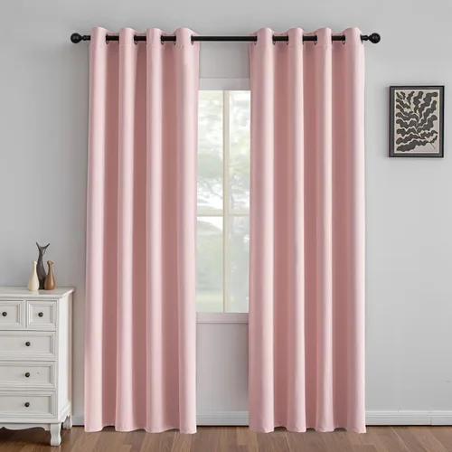 Miniatura 76 de IGEMAEVE Cortinas 100% opacas de 108 pulgadas de largo para dormitorio, juego de 2 paneles de cortinas opacas con bolsillo para barra y pestaña