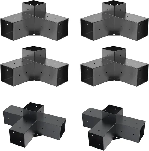 Miniatura 7 de Kit de pérgola Grehitk - Soporte de esquina de ángulo recto de 5 vías para bricolaje Base de poste de madera para cenadores, patio, cabaña