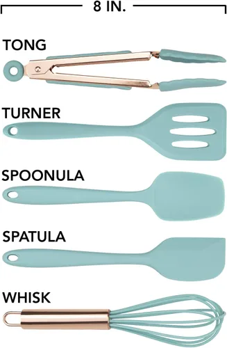 Miniatura 4 de COOK WITH COLOR Utensilios de Cocina de Silicona, Juego de Utensilios de Cocina, Utensilios de Cocina de Silicona Fáciles de Limpiar, Utensilios
