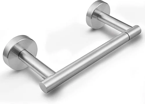 Newfun Soporte de papel higiénico de níquel cepillado, SUS 304 de acero inoxidable ajustable, doble poste pivotante, soporte de pared para baño