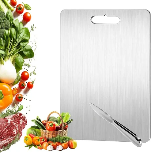 Tabla de cortar de titanio de 13.4 x 9 pulgadas, tabla de cocina de titanio 100% puro, superficie antideslizante, apta para lavavajillas, resistente