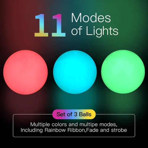 Miniatura 2 de POITOI Bolas de malabarismo iluminadas que brillan en la oscuridad, bolas de malabarismo LED recargables por USB, 105 g/3.9 oz Arco iris 3.9oz
