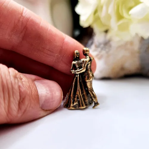 Miniatura 3 de Escultura en miniatura de pareja bailarina, hecha a mano, de latón, coleccionable, elegante, de pie