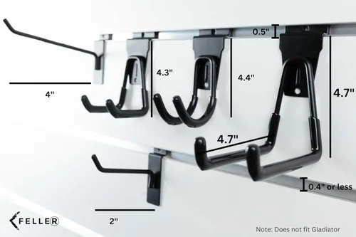 Miniatura 4 de FELLER Ganchos Slatwall y accesorios de Slatwall – Paquete de 20 ganchos y ganchos para pared de láminas individuales y dobles de alta calidad