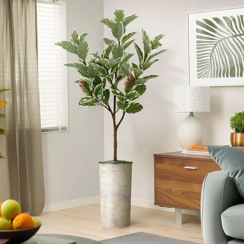 Miniatura 8 de Árbol artificial en maceta de diseño opcional, palmera tropical areca falsa de seda para decoración del hogar en interiores y exteriores, altura
