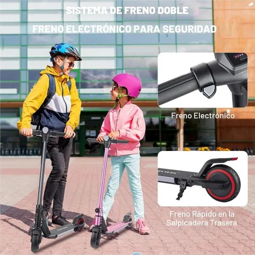 Miniatura 3 de Patinete eléctrico para niños de 6 a 12 años, motor de 150W, 4/7/11 mph, tiempo de conducción de 60 minutos, velocidad ajustable, pantalla LED
