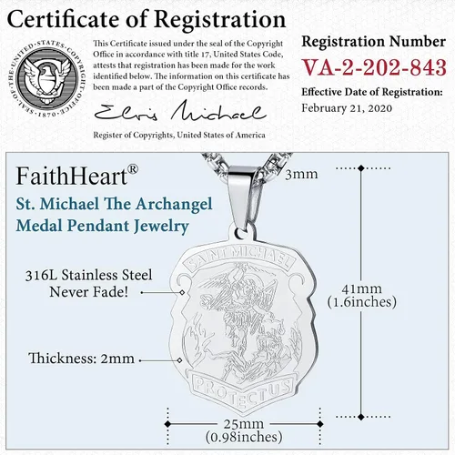 Miniatura 8 de FaithHeart - Collar de San Miguel, dije personalizado de protección del arcángel, para hombres y mujeres, acero inoxidablechapado en oro Medalla