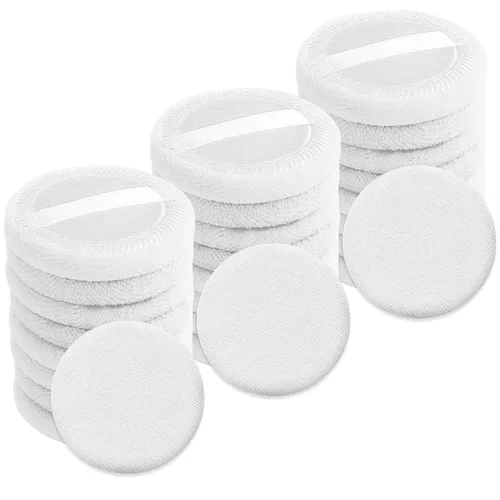 WLLHYF 24 piezas de maquillaje de algodón rosa soplo cosmético redondo para maquillaje facial polvo de terciopelo para polvo suelto, lavable