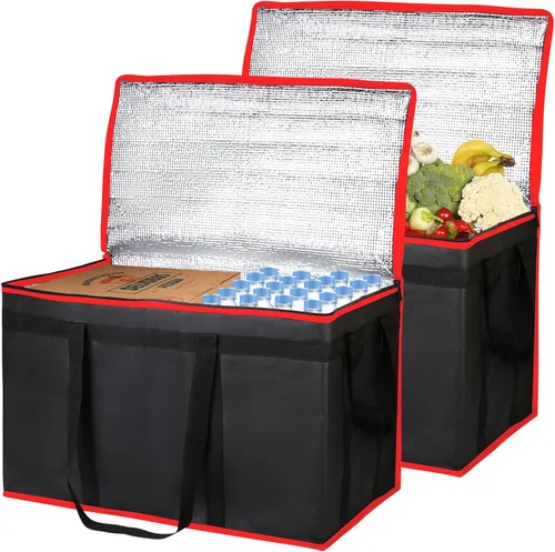Miniatura 12 de Bodaon Paquete de 2 bolsas grandes aisladas para entrega de alimentos, XXXL para compras de comestibles/catering/pizza, bolsa de entrega de viaje