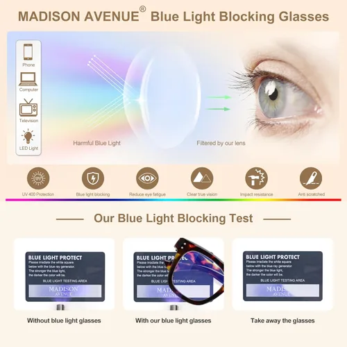 Miniatura 6 de Madison Avenue - Lentes con filtro de luz azul, de gran tamaño, a la moda, lentes para mujer, antifatiga ocular y protección ultravioleta