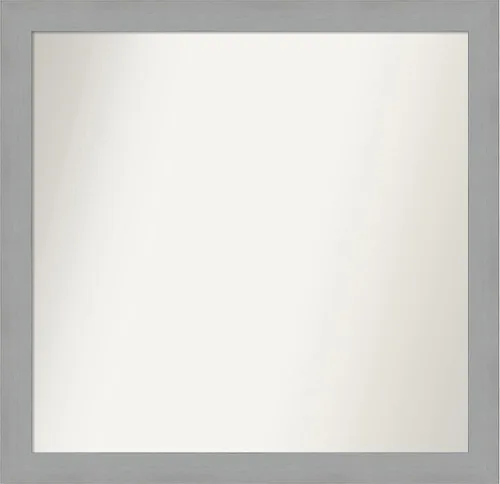 Miniatura 427 de Amanti Art Espejo de baño plateado para sobre fregadero, 23 x 23 pulgadas, espejo cuadrado plateado en ángulo, marco de madera moderno medio, se